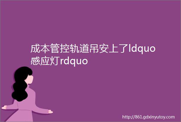 成本管控轨道吊安上了ldquo感应灯rdquo