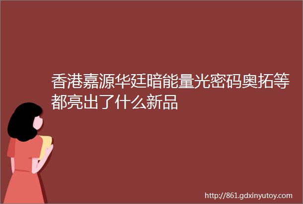 香港嘉源华廷暗能量光密码奥拓等都亮出了什么新品